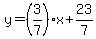 y=%283%2F7%29x%2B23%2F7