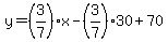 y=%283%2F7%29x-%283%2F7%29%2A30%2B70