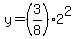 y=%283%2F8%29%2A2%5E2