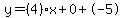 y=%284%29x%2B0%2B-5