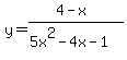y=%284-x%29%2F%285x%5E2-4x-1%29