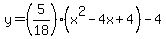 y=%285%2F18%29%28x%5E2-4x%2B4%29-4
