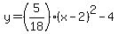 y=%285%2F18%29%28x-2%29%5E2-4