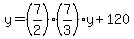 y=%287%2F2%29%287%2F3%29y%2B120