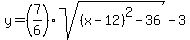 y=%287%2F6%29sqrt%28%28x-12%29%5E2-36%29-3