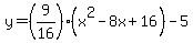 y=%289%2F16%29%28x%5E2-8x%2B16%29-5