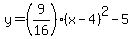 y=%289%2F16%29%28x-4%29%5E2-5