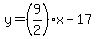 y=%289%2F2%29x-17