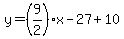 y=%289%2F2%29x-27%2B10