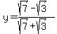 y=%28sqrt%287%29-sqrt%283%29%29%2F%28sqrt%287%29%2Bsqrt%283%29%29