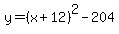 y=%28x%2B12%29%5E2-204