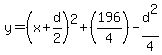 y=%28x%2Bd%2F2%29%5E2%2B%28196%2F4%29-d%5E2%2F4