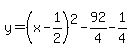 y=%28x-1%2F2%29%5E2-92%2F4-1%2F4