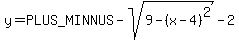 y=%2B-sqrt%289-%28x-4%29%5E2%29+-+2