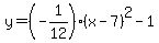 y=+%28-1%2F12%29%28x-7%29%5E2+-1