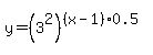 y=++%283%5E2%29%5E%28%28x-1%29%2A0.5%29