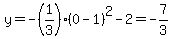 y=+-%281%2F3%29%280-1%29%5E2-2=-7%2F3