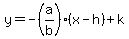 y=+-+%28a%2Fb%29%28x-h%29+%2Bk