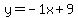 y=+-1x+%2B+9