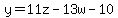 y=+11z-13w-10