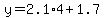 y=+2.1%2A4+%2B+1.7
