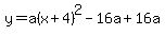y=+a%28x+%2B4%29%5E2+-16a%2B+16a