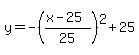 y=-%28%28x-25%29%2F25%29%5E2%2B25