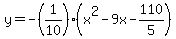 y=-%281%2F10%29%28x%5E2-9x-110%2F5%29