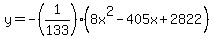 y=-%281%2F133%29%288x%5E2-405x%2B2822%29