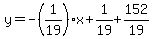 y=-%281%2F19%29x%2B1%2F19%2B152%2F19