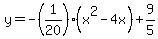 y=-%281%2F20%29%28x%5E2-4x%29%2B9%2F5