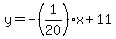 y=-%281%2F20%29x%2B11
