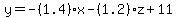 y=-%281.4%29x-%281.2%29z%2B11