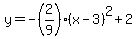 y=-%282%2F9%29%28x-3%29%5E2%2B2