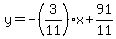y=-%283%2F11%29x%2B91%2F11