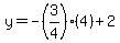 y=-%283%2F4%29%284%29%2B2