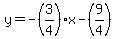 y=-%283%2F4%29x-%289%2F4%29