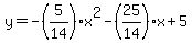 y=-%285%2F14%29%2Ax%5E2-%2825%2F14%29x%2B5