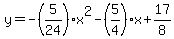 y=-%285%2F24%29x%5E2-%285%2F4%29x%2B17%2F8