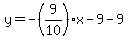 y=-%289%2F10%29x-9-9