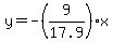y=-%289%2F17.9%29x