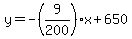y=-%289%2F200%29x%2B650