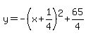y=-%28x%2B1%2F4%29%5E2%2B65%2F4