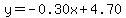 y=-0.30x%2B4.70