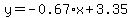 y=-0.67%2Ax+%2B+3.35