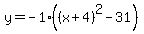 y=-1%28%28x%2B4%29%5E2-31%29