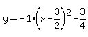 y=-1%28x-3%2F2%29%5E2-3%2F4