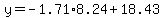 y=-1.71%2A8.24%2B18.43