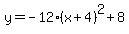 y=-12%28x%2B4%29%5E2%2B8