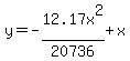 y=-12.17x%5E2%2F20736+%2Bx